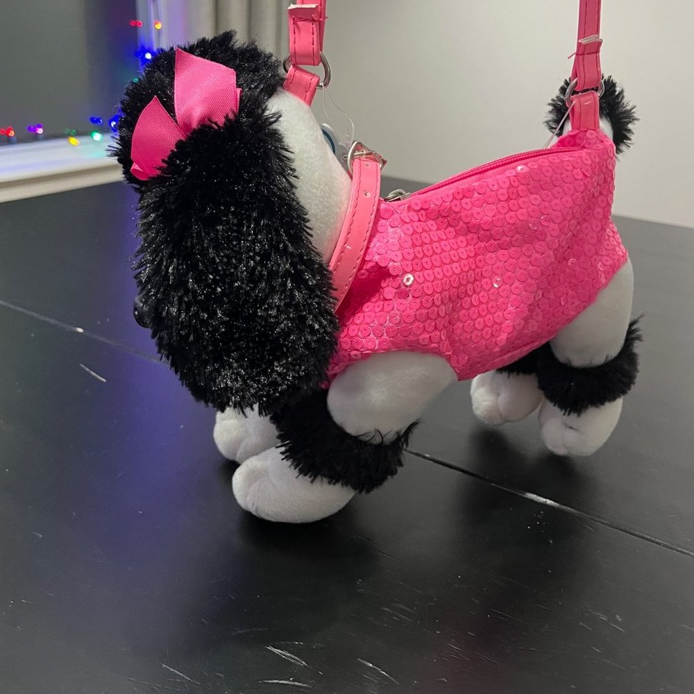 White and Pink Sequin Poochie & Company Poodle Purse - Picture 4 of 9